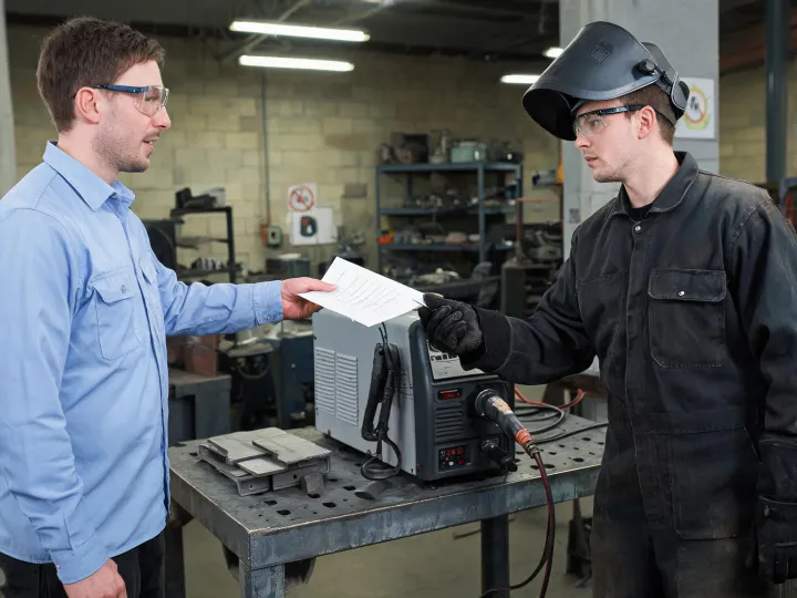Operator handover at welding station