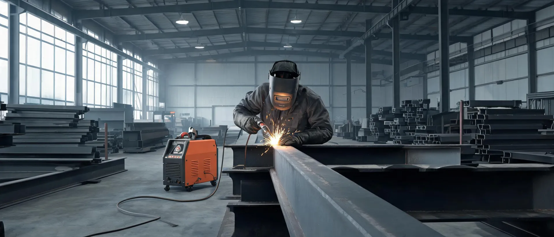 Kemppi MIG welding system in a Nordic fabrication bay